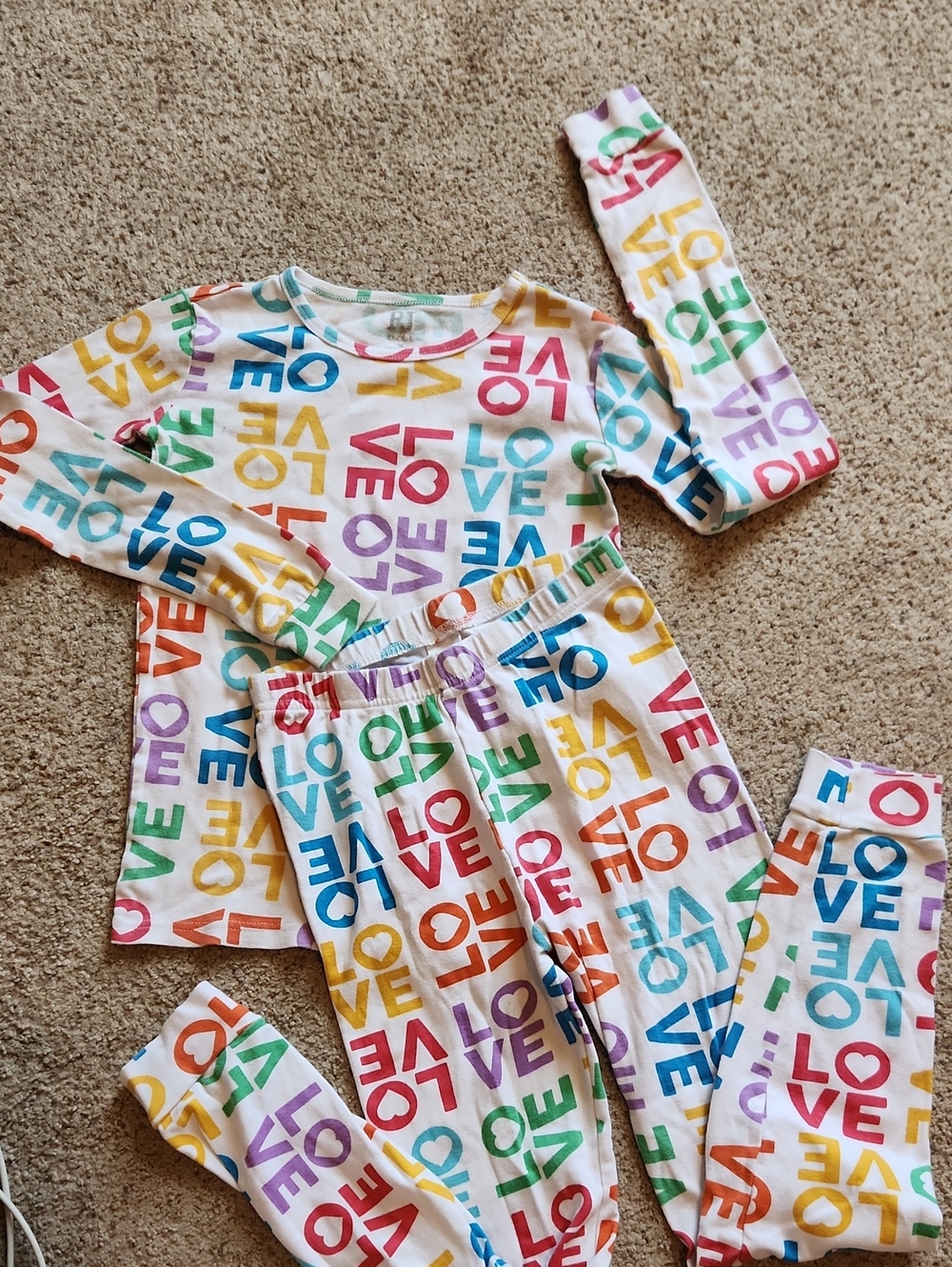 Children's Place LOVE Print 100% Cotton Pajama Set - Sz 10